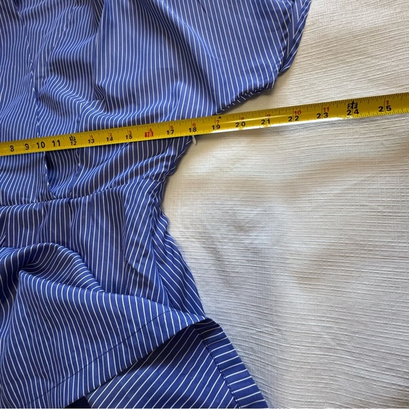 Molly Bracken Blue Striped Mini Dress SZ Large - Picture 9 of 10